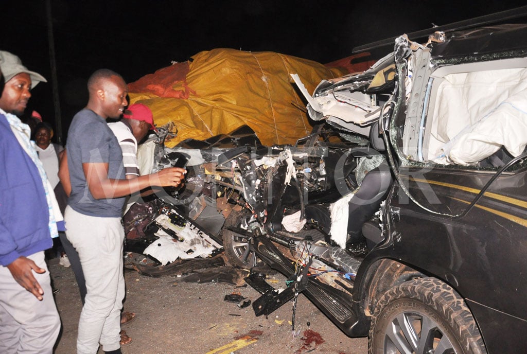 The Wreckage of the vehicle, a Land Cruiser 200 Series V8 that clollided with a stationery trailer (Courtesy 